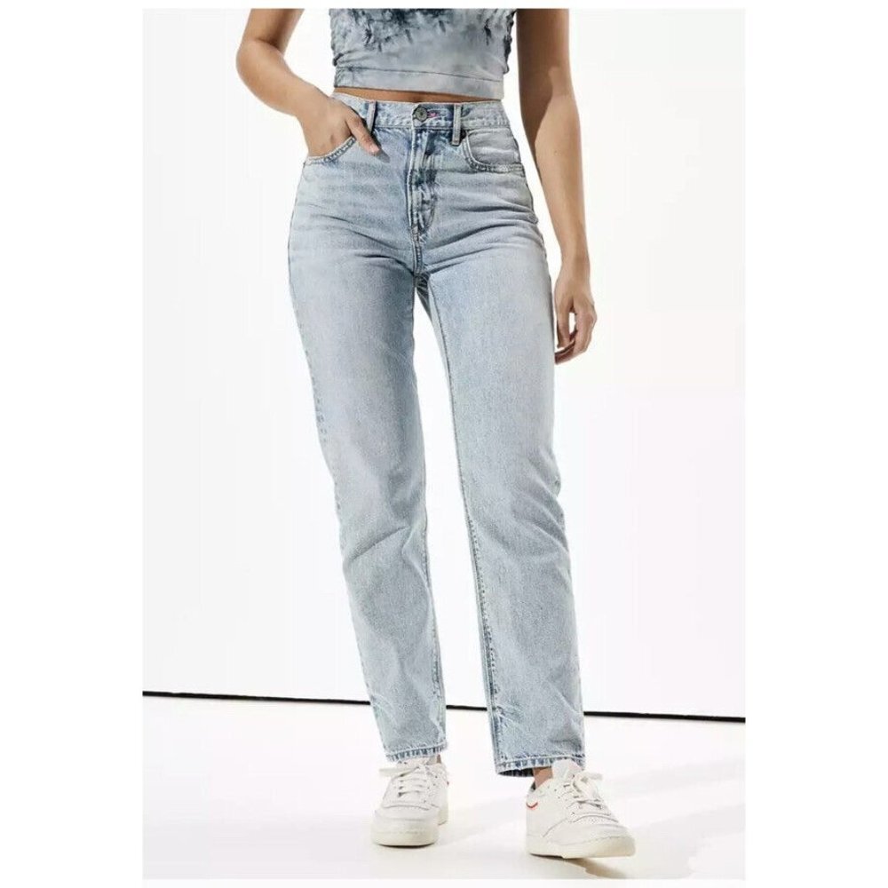 American Eagle Womens 90's Boyfriend Jeans Rainbow Pockets High Rise‎ Size 24